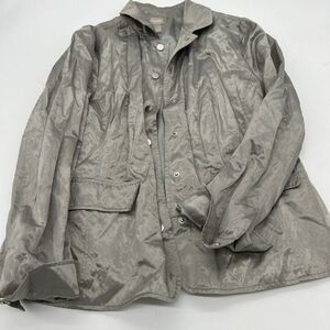 Chicos Gray Satin Snap jacket size 8/10 womens